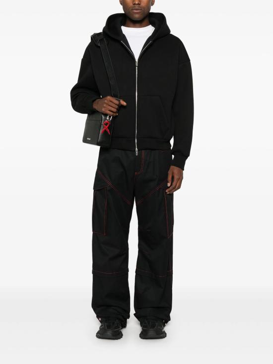  오프화이트 카고 팬츠 OMCF042F24FAB001 1025 BLACK RED - OFF WHITE