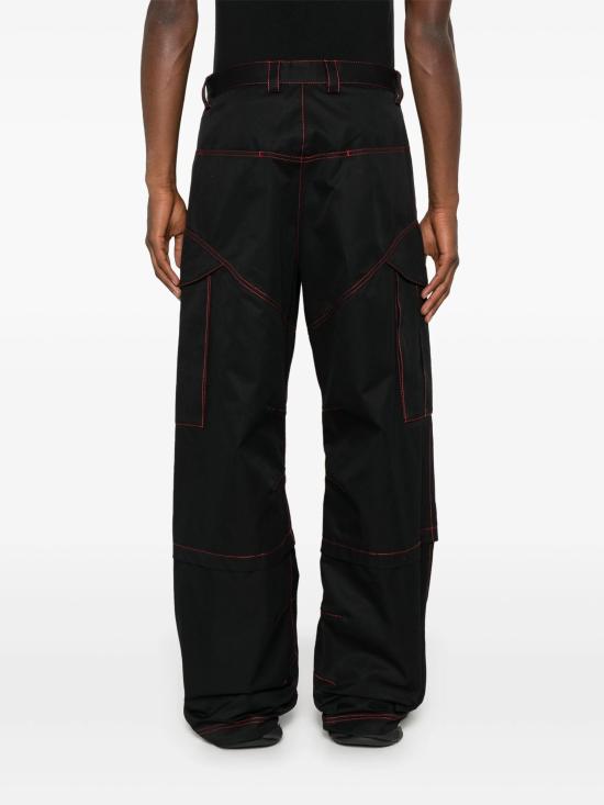  오프화이트 카고 팬츠 OMCF042F24FAB001 1025 BLACK RED - OFF WHITE