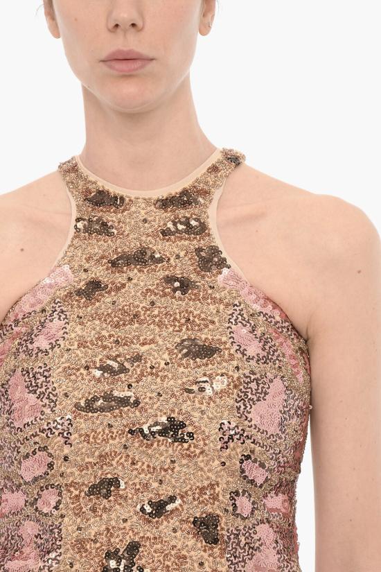  올세인츠 숏 원피스 NORMA WD166Z GOLDEN BROWN Pink - ALLSAINTS