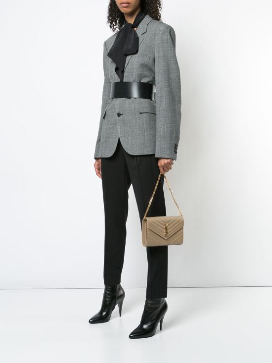 26FW 생로랑 레더 카산드라 체인 월렛 377828BOW01 2721 NUDE NEUTRALS - SAINT LAURENT