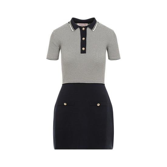  발렌티노 가라바니 숏 원피스 5B3KD12K8MK 7CL AVORIO NAVY ORO MULTICOLOUR