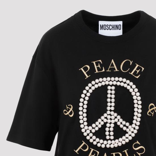 24FW 모스키노 반팔 티셔츠 242D0708 5442 3555 BLACK - MOSCHINO