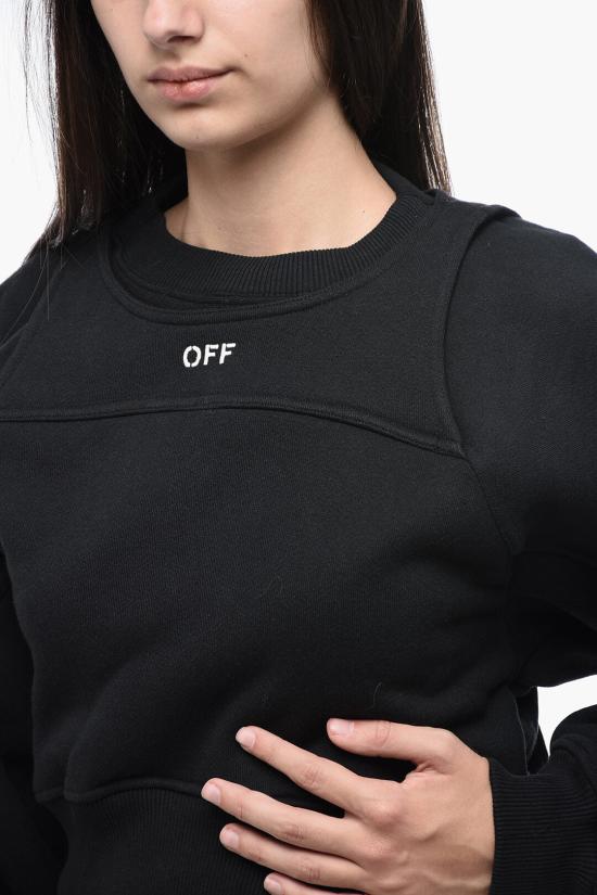  오프화이트 로고 자수 스웨트셔츠 OWBA071F23 JER001 1001 Black - OFF WHITE