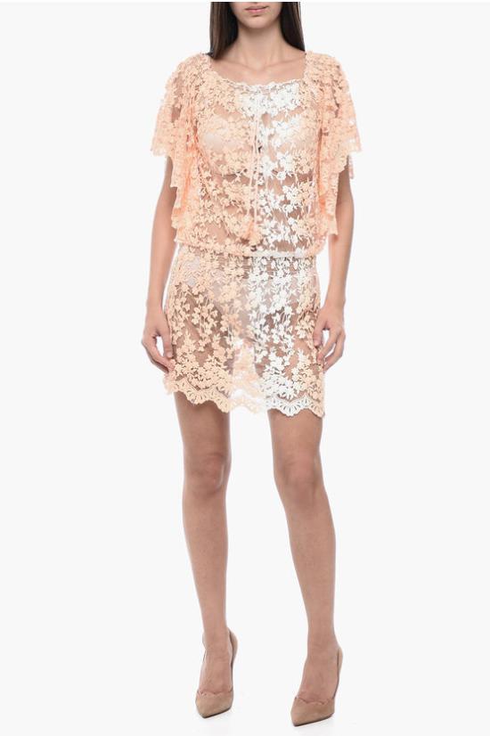  Les Neobourgeoises 숏 원피스 STELLA COU NYLON VISC ABRICOT Orange