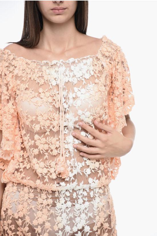  Les Neobourgeoises 숏 원피스 STELLA COU NYLON VISC ABRICOT Orange - OTHER BRANDS