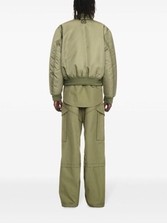 24FW 오프화이트 봄버 자켓 OMEH057F24FAB001 5810 FOUR LEAF CLOVER BLACK - OFF WHITE