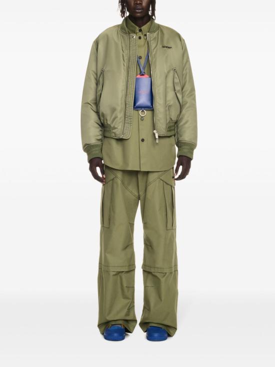 24FW 오프화이트 봄버 자켓 OMEH057F24FAB001 5810 FOUR LEAF CLOVER BLACK - OFF WHITE