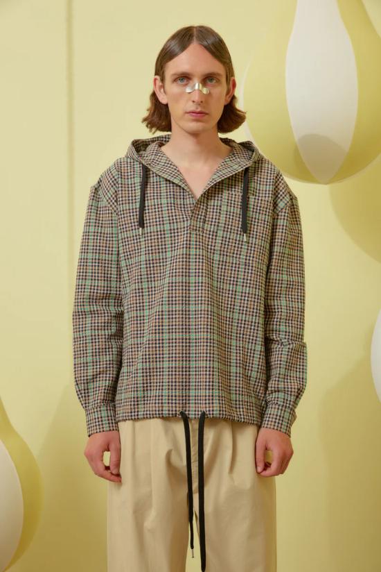  헨릭 빕스코브 반팔 티셔츠 SS24STUD M217 504 Brown Green Checks - HENRIK VIBSKOV