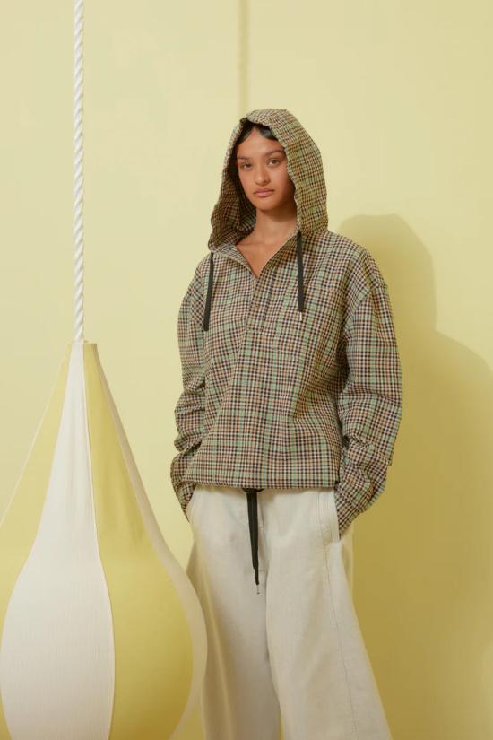  헨릭 빕스코브 반팔 티셔츠 SS24STUD M217 504 Brown Green Checks - HENRIK VIBSKOV
