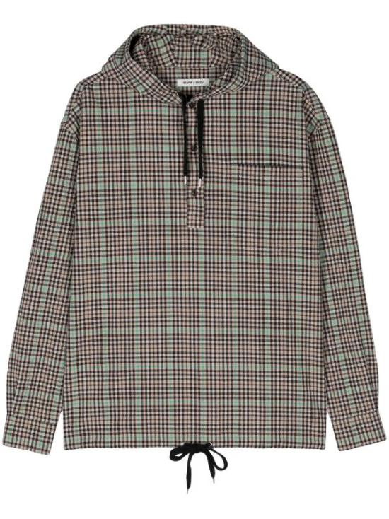  헨릭 빕스코브 반팔 티셔츠 SS24STUD M217 504 Brown Green Checks