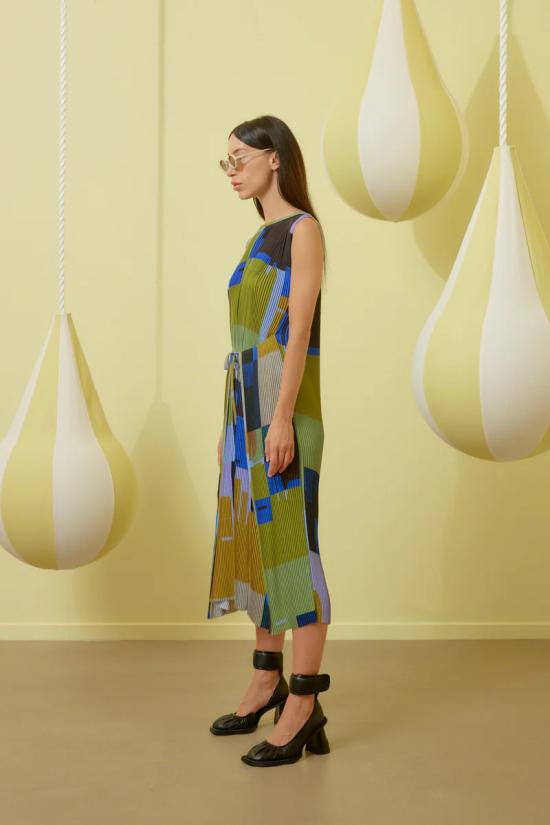  헨릭 빕스코브 미디 원피스 SS24STUD F322 298 Boxes Overlap - HENRIK VIBSKOV