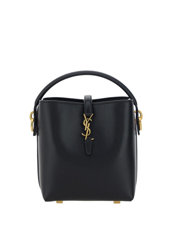 26FW 생로랑 르 37 미니 샤이니 레더 버킷백 7658702R20W 1000 BLACK