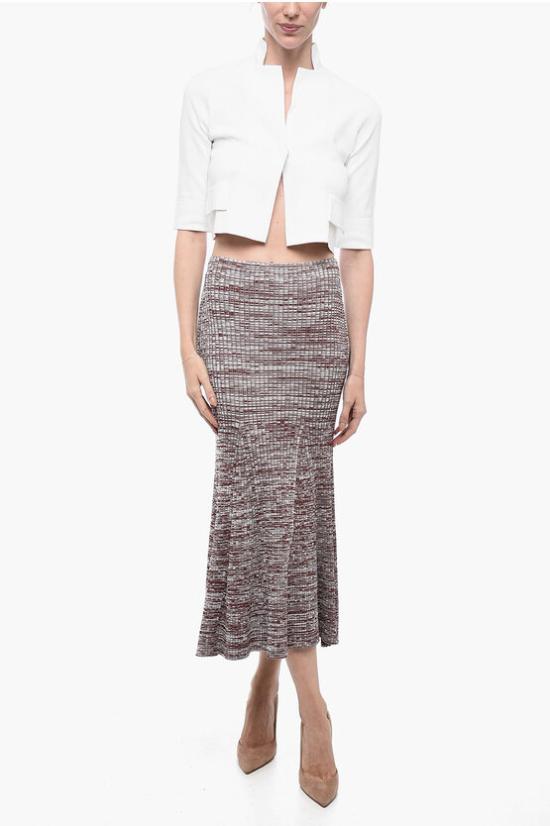  셀프 포트레이트 롱 스커트 103S LBR Azzurro Fantasia astratta Multicolor Burgundy - SELF PORTRAIT