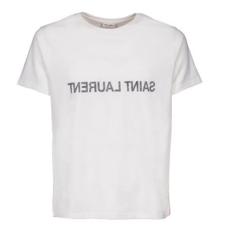 24FW 생로랑 반팔 티셔츠 663278 Y37AW9744 Naturel noir - SAINT LAURENT