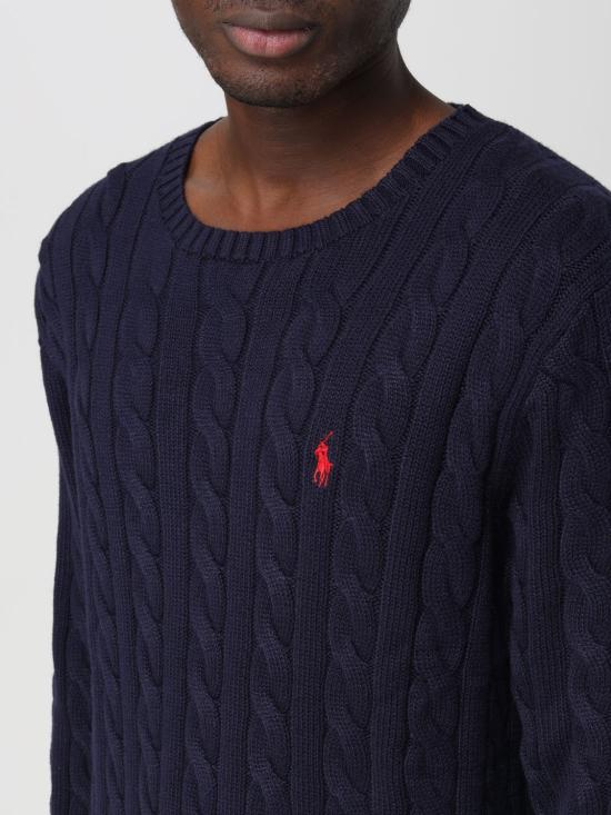 26SS 폴로 랄프로렌 로고 자수 케이블 니트 스웨터 710775885001 Blue - POLO RALPH LAUREN