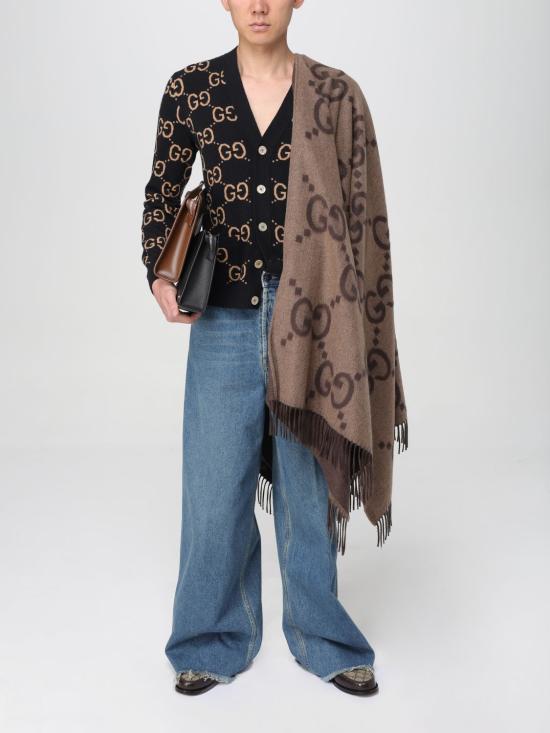 25FW 구찌 리버시블 점보 GG 캐시미어 케이프 7743084GABX 9764 Brown - GUCCI