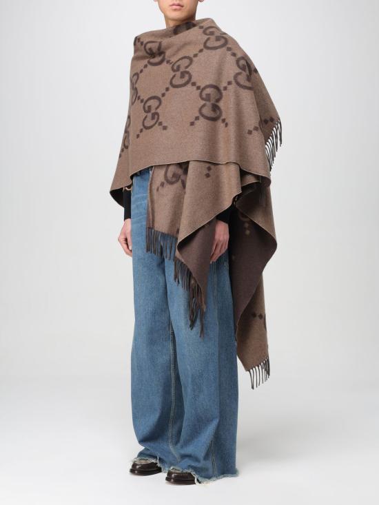 25FW 구찌 리버시블 점보 GG 캐시미어 케이프 7743084GABX 9764 Brown - GUCCI