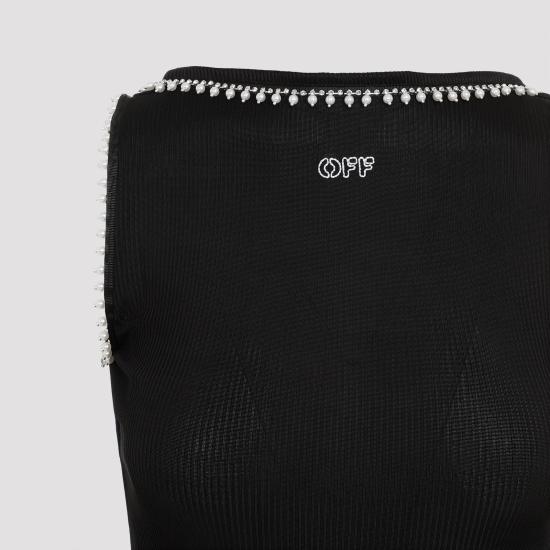 24FW 오프화이트 롱 원피스 OWDB505F24JER001 1001 BLACK - OFF WHITE