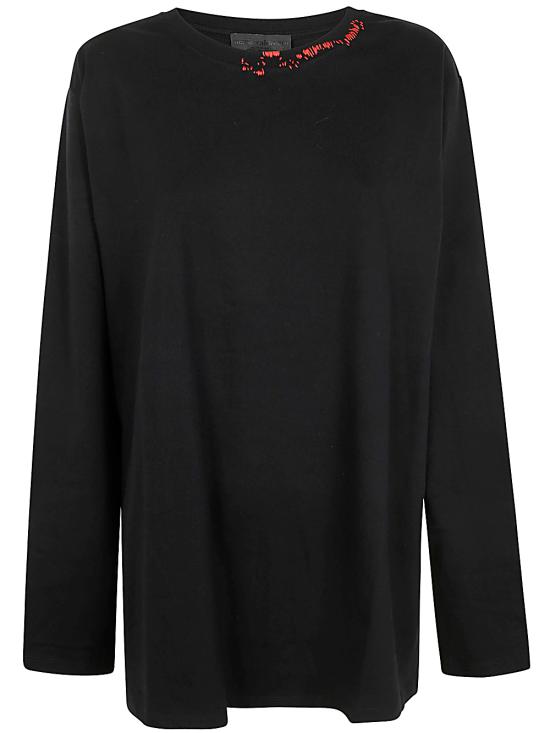  마리아 칼데라라 긴팔 티셔츠 S406JR 932 BLACK RED