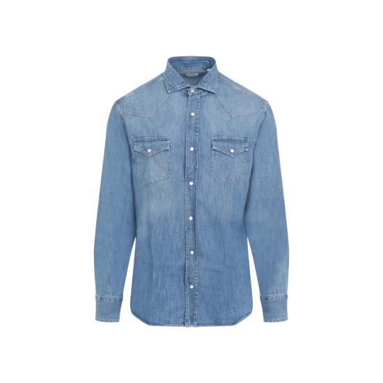  브루넬로 쿠치넬리 데님 셔츠 MH1924008 CCF66 DENIM MEDIO BLUE
