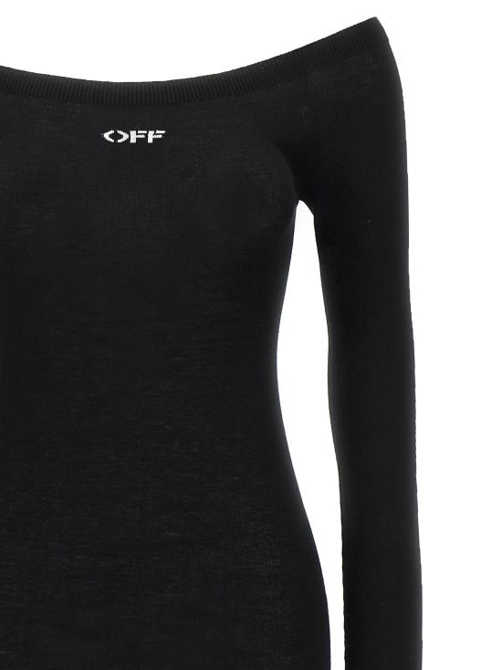  오프화이트 미디 스커트 OWHI055C99KNI00110011001 White Black - OFF WHITE