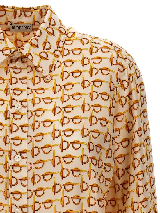  버버리 B 실크 셔츠 8090731GOLDWHITE Multicolor - BURBERRY