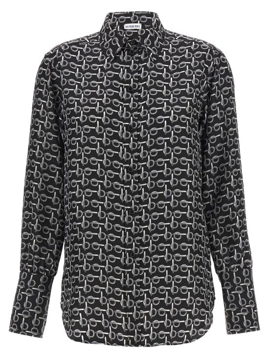  버버리 프린트 실크 셔츠 8090732SILVERBLACK Black