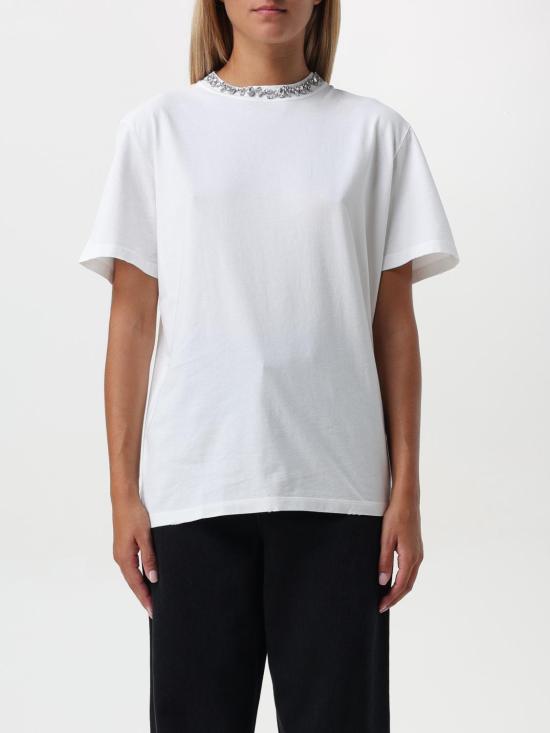 26FW 골든구스 카보숑 크리스탈 티셔츠 GWP01220P00067310363 White