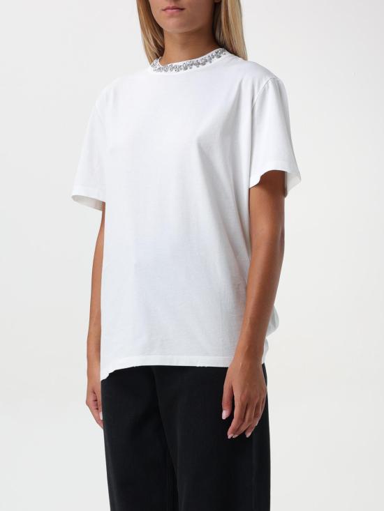 26FW 골든구스 카보숑 크리스탈 티셔츠 GWP01220P00067310363 White - GOLDEN GOOSE