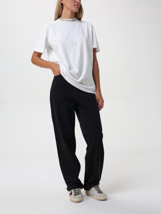 26FW 골든구스 카보숑 크리스탈 티셔츠 GWP01220P00067310363 White - GOLDEN GOOSE