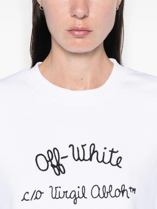 24FW 오프화이트 긴팔 티셔츠 OWBA055F24FLE004 0110 WHITE BLACK - OFF WHITE