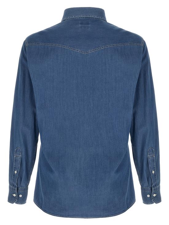 26SS 브루넬로 쿠치넬리 긴팔 셔츠 MR6834008COM47 Blue - BRUNELLO CUCINELLI