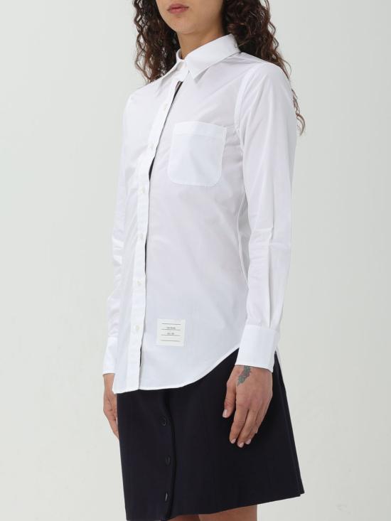26SS 톰브라운 클래식 코튼 포플린 RWB 트리밍 셔츠 FLL005E03113 100 White - THOM BROWNE