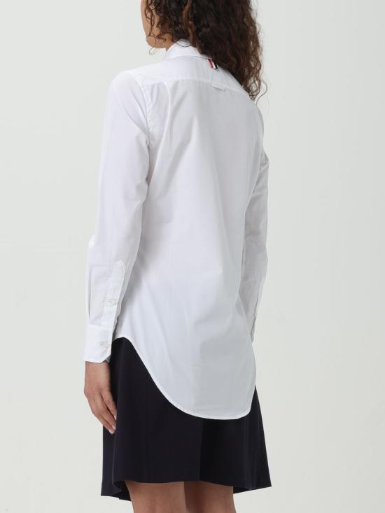 26SS 톰브라운 클래식 코튼 포플린 RWB 트리밍 셔츠 FLL005E03113 100 White - THOM BROWNE