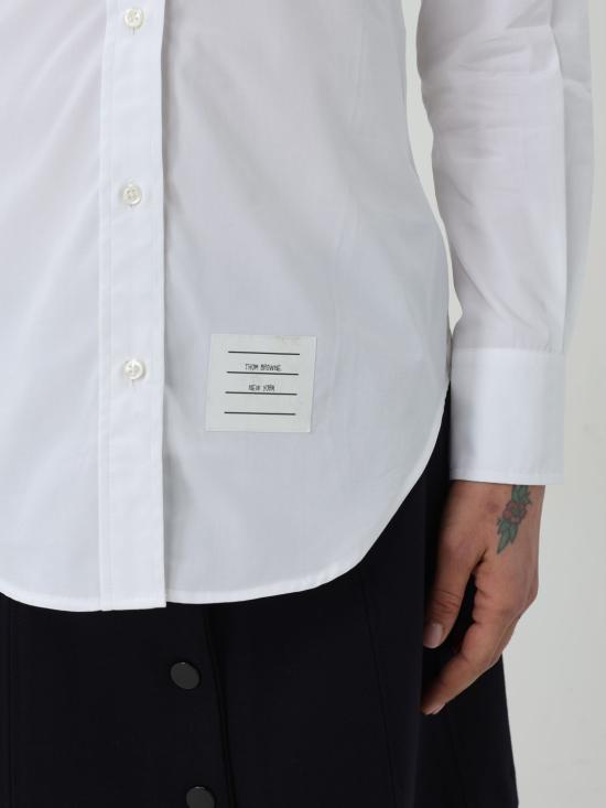 26SS 톰브라운 클래식 코튼 포플린 RWB 트리밍 셔츠 FLL005E03113 100 White - THOM BROWNE