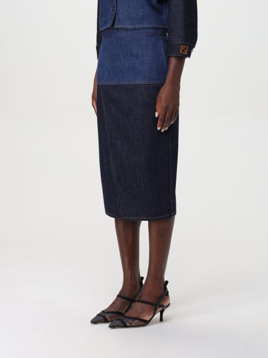 24FW 펜디 미디 스커트 FLQ588AT1A F1PNC Denim - FENDI