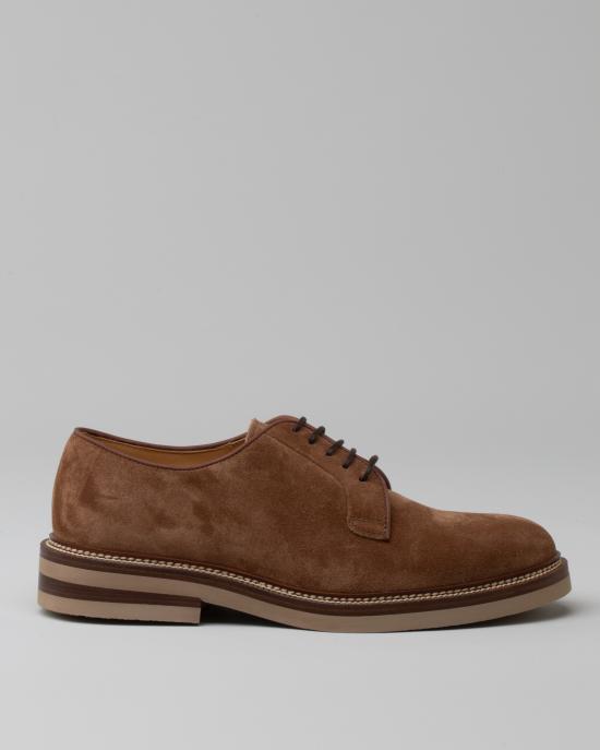  브루넬로 쿠치넬리 스웨이드 더비 슈즈 MZUPEAT708 C8831 MARRONE - BRUNELLO CUCINELLI