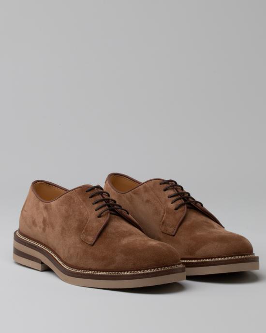  브루넬로 쿠치넬리 스웨이드 더비 슈즈 MZUPEAT708 C8831 MARRONE - BRUNELLO CUCINELLI