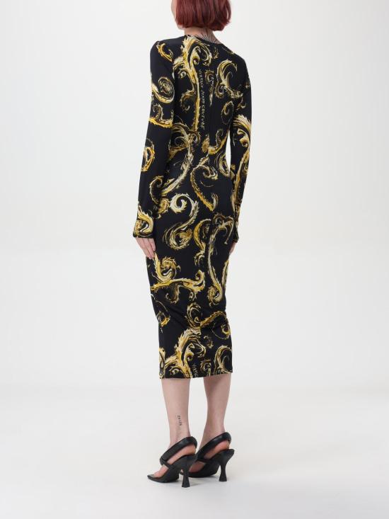 25FW 베르사체 미디 원피스 77HAO9B0JS358 G89 Black - VERSACE