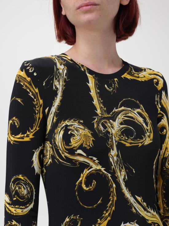 25FW 베르사체 미디 원피스 77HAO9B0JS358 G89 Black - VERSACE