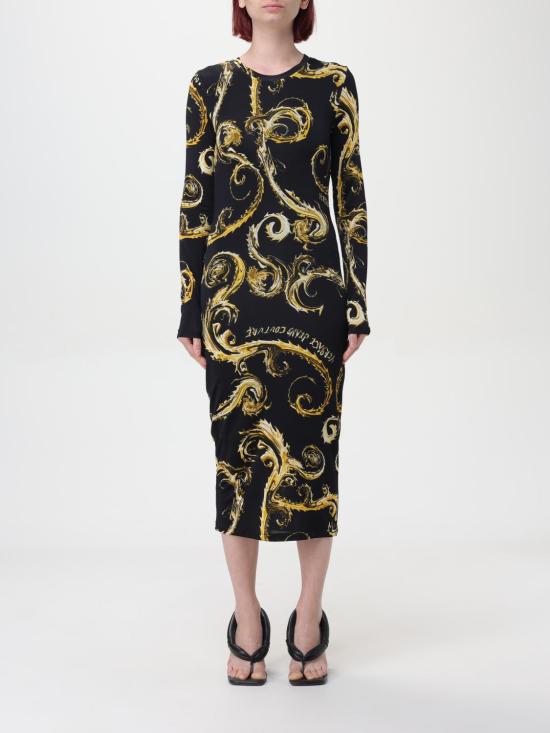 25FW 베르사체 미디 원피스 77HAO9B0JS358 G89 Black