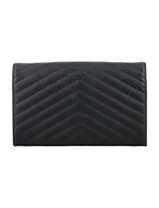 26FW 생로랑 그랑 드 뿌드르 엠보스드 레더 카산드라 마틀라세 체인 지갑 377828BOW02 1000 NERO - SAINT LAURENT