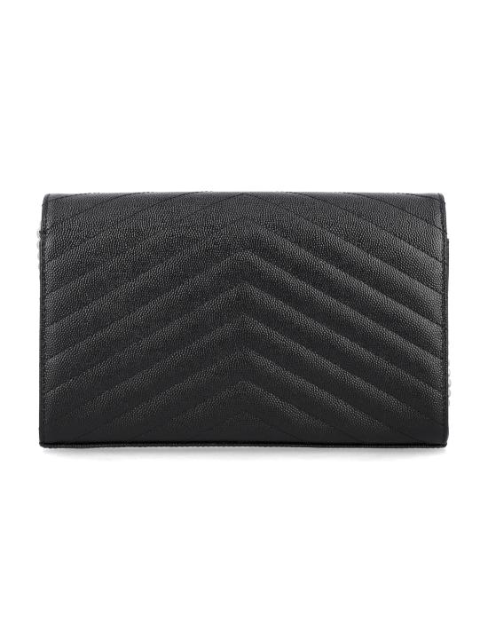 26FW 생로랑 그랑 드 뿌드르 엠보스드 레더 카산드라 마틀라세 체인 지갑 377828BOW02 1000 NERO - SAINT LAURENT
