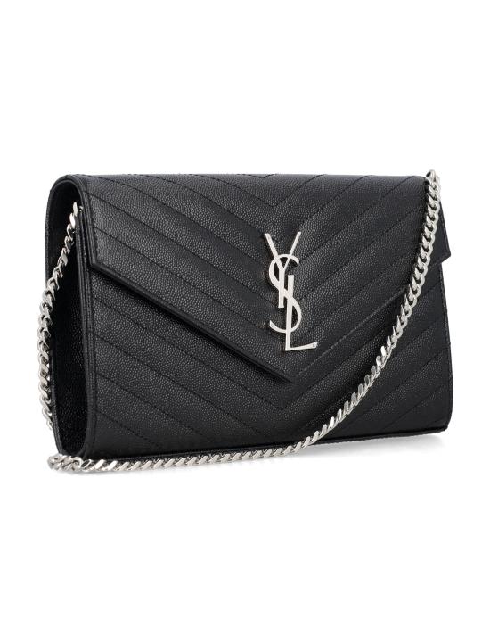 26FW 생로랑 그랑 드 뿌드르 엠보스드 레더 카산드라 마틀라세 체인 지갑 377828BOW02 1000 NERO - SAINT LAURENT