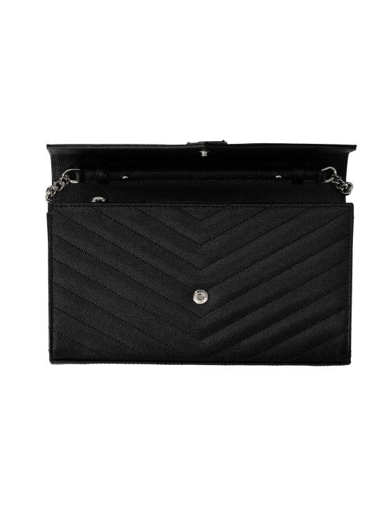 26FW 생로랑 그랑 드 뿌드르 엠보스드 레더 카산드라 마틀라세 체인 지갑 377828BOW02 1000 NERO - SAINT LAURENT