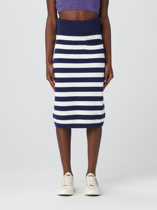  겐조 미디 스커트 FD52JU3563CG 77 Blue