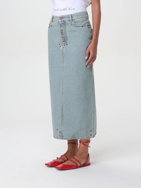 25FW 모스키노 데님 스커트 01185422 0349 Blue - MOSCHINO