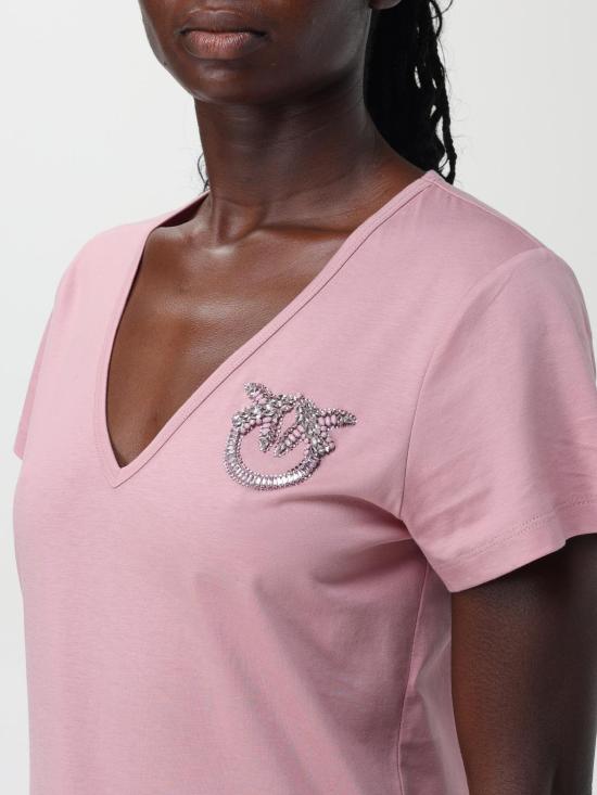 25FW 핑코 반팔 티셔츠 100372A24E Q08 Pink - PINKO