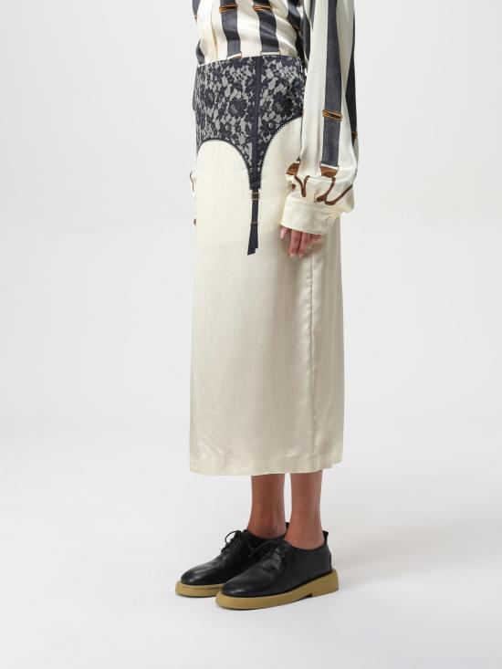 25FW 모스키노 미디 스커트 01075457 1004 White - MOSCHINO