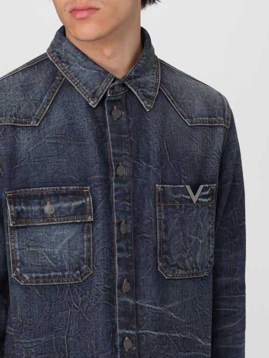  발렌티노 가라바니 데님 셔츠 4V3DB02R9YN 528 Blue - VALENTINO GARAVANI